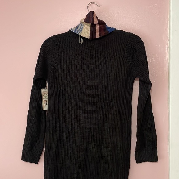 NWT Black Sweater Dress & Stripe Scarf 2-Piece - Picture 5 of 6